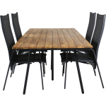 Chan Tuinmeubelset Tafel 100x200cm En 4 Stoel Copacabana, Naturel. - Zwart