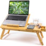 Budu Laptoptafel - Bedtafel - Banktafel - Laptoptafel Verstelbaar - Laptoptafeltje Bamboe Hout - Laptopstandaard