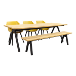 Hartman Tuinset Sophie Studio Yellow/mason Teak Tafel 240 Cm. + Bank - 5-delig - Bruin