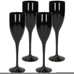 6x Stuks Onbreekbaar Champagne/prosecco Flute Glas Kunststof 15 Cl/150 Ml - Champagneglazen - Zwart