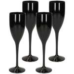 4x Stuks Onbreekbaar Champagne/prosecco Flute Glas Kunststof 15 Cl/150 Ml - Champagneglazen - Zwart