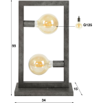 Livin24 Industriële Tafellamp Jordan 2-lichts Oud Zilver. - Grijs
