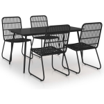 Vidaxl 5-delige Tuinset Poly Rattan En Glas - Negro