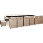 Vidaxl 17-delige Tuinset Met Kussens Poly Rattan - Beige