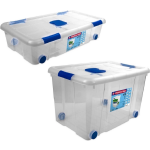 4x Opbergboxen/opbergdozen Met Deksel En Wieltjes 31 En 55 Liter Kunststof Transparant/ - Opbergbox - Blauw