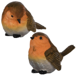 Esschert Design Tuin Of Huis Deco Vogels Setje Van 2x Beeldjesborstjes 11 Cm - Beeldjes - Rood