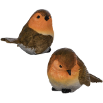 Esschert Design Tuin Of Huis Deco Vogels Setje Van 2x Beeldjesborstjes 11 Cm - Beeldjes - Rood