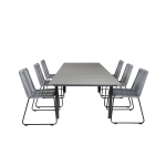 Levels Tuinmeubelset Tafel 100x160/240cm En 6 Stoel Lindos, Grijs. - Zwart