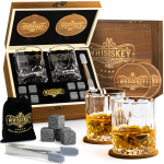 Whisiskey Luxe Whiskey Set - Incl. 2 Whiskey Glazen, 8 Whiskey Stones, 2 Onderzetters, Fluwelen Opbergzak, Opbergbox