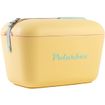 Polarbox Retro Koelbox Pop - Blauwe Band - 12 Liter Inhoud - Duurzaam Geproduceerd - Geel