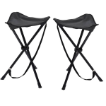 Redcliffs 2x Stuks Drie Poot Opvouwbaar Krukjes Antraciet 55 Cm - Campingkrukjes - Grijs