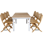 Mexico Tuinmeubelset Tafel 90x180/240cm En 6 Stoel Cane Licht, Naturel. - Grijs