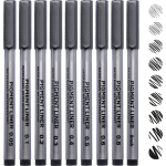 Starksøn® 9 Stuks Fineliner, Brush & Pigment Pennen Set - Zwart