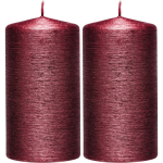 Enlightening Candles 2x Rode Cilinderkaarsen/stompkaarsen 7 X 13 Cm 25 Branduren - Geurloze Kaarsenen - Woondecoraties - Rood