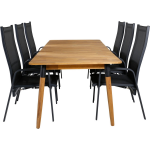 Julian Tuinmeubelset Tafel 100x210cm En 6 Stoel Copacabana, Naturel. - Zwart