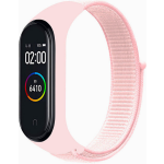Xiaomi Mi band 3/4/5/6 nylon sport loop band - parel - Horlogeband Armband Polsband - Roze