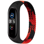 Xiaomi Mi band 3/4/5/6 gevlochten band - rood - Horlogeband Armband Polsband - Zwart
