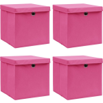 Vidaxl Opbergboxen Met Deksel 4 St 32x32x32 Cm Stof - Rosa