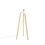 QAZQA Vloerlamp tripod hout zonder kap - Puros - Beige