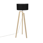 QAZQA Moderne vloerlamp hout mete kap 45 cm - Puros - Zwart