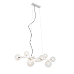 QAZQA Art deco hanglamp wit met helder glas 8-lichts - David