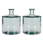 Mica Decorations 2x Fles Vaas Guan 21 X 26 Cm Transparant Gerecycled Glas - Home Deco Vazen - Woonaccessoires