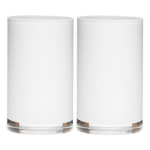Bellatio Design Set Van 2x Stuks Witte Home-basics Cylinder Vorm Vaas/vazen Van Glas 20 X 12 Cm - Vazen