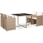 Vidaxl 5-delige Tuinset Met Kussens Poly Rattan - Beige