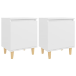 Vidaxl Nachtkastjes 2 St Met Massief Houten Poten 40x30x50 Cm Wit