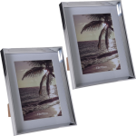 2x Stuks Kunststof Fotolijst Zilver Geschikt Voor Een Foto Van 13 X 18 Cm - Fotolijsten - Silver