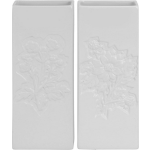 2x Witte Radiator Bak Luchtbevochtigers / Waterverdampers Bloemen Motief 20 Cm - Luchtbevochters