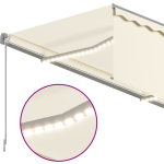 Vidaxl Luifel Handmatig Uittrekbaar Met Rolgordijn Led 3x2,5 M Crème