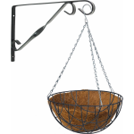 Hanging Basket Met Klassieke Muurhaak Grijs En Kokos Inlegvel - Metaal - Complete Hanging Basket Set - Plantenbakken - Groen