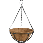 Esschert Design Metalen Hanging Basket / Plantenbak Zwart Met Ketting 25 Cm - Hangende Bloemen - Plantenbakken
