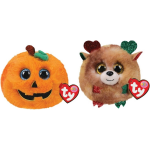 ty - Knuffel - Teeny Puffies - Halloween Pumpkin & Christmas Reindeer