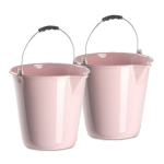 Forte Plastics 2x Stuks Kunststof Emmers Met Schenktuit Oud 12 Liter - Emmers - Roze