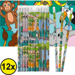 Decopatent ® Uitdeelcadeaus 12 Stuks Jungle Dieren Potloden - Traktatie