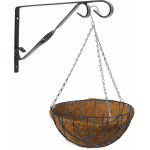 Hanging Basket 35 Cm Met Klassieke Muurhaak Zwart En Kokos Inlegvel - Metaal - Complete Hangmand Set - Plantenbakken