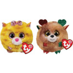 ty - Knuffel - Teeny Puffies - Tabitha Cat & Christmas Reindeer