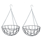 Nature 2x Stuks Hanging Basket / Plantenbak Donker Met Ketting 16 X 30 X 30 Cm - Metaaldraad - Hangend - Plantenbakken - Grijs