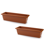 Forte Plastics 2x Stuks Plantenbak Terra Cotta Rechthoekig 60 X 20 X 16 Cm - Plantenbakken - Rood