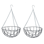 Nature 2x Stuks Hanging Basket / Plantenbak Donker Met Ketting 15.5 X 35 X 35 Cm - Metaal - Bloemenman - Plantenbakken - Groen
