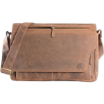 Wild Woods Leren Messenger Schoudertas 15,6 Inch Laptoptas - Unisex - Ronding Uit Flap - Buffelleer - Vintage Licht - Bruin