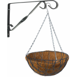 Hanging Basket 40 Cm Met Klassieke Muurhaak Zwart En Kokos Inlegvel - Metaal - Complete Hangmand Set - Plantenbakken - Groen