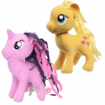 Hasbro Set Van 2x Pluche My Little Pony Speelgoed Knuffels Applejack En Sparkle 13 Cm - Knuffeldier