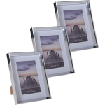 3x Stuks Kunststof Fotolijst Zilver Geschikt Voor Een Foto Van 10 X 15 Cm - Fotolijsten - Silver