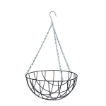 Nature Hanging Basket / Plantenbak Donker Met Ketting 16 X 30 X 30 Cm - Metaaldraad - Hangende Bloemen - Plantenbakken - Grijs