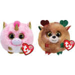 ty - Knuffel - Teeny Puffies - Fantasia Unicorn & Christmas Reindeer