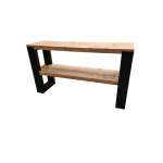Wood4you - Side Table New Orleans Steigerhout 180lx78hx38d Cm Zwart - Bruin