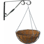 Hanging Basket Met Klassieke Muurhaak Zwart En Kokos Inlegvel - Metaal - Complete Hanging Basket Set - Plantenbakken